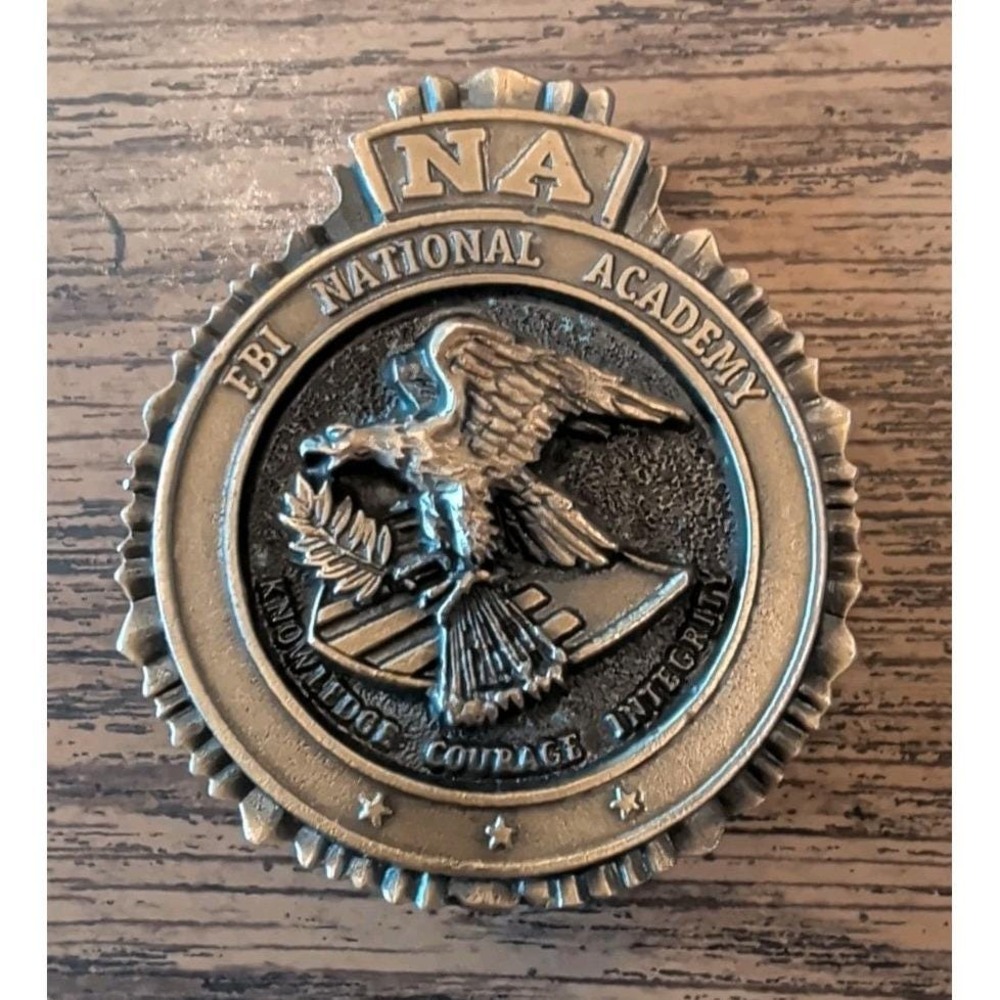 Vintage FBI National Academy Solid Brass Belt Buckle